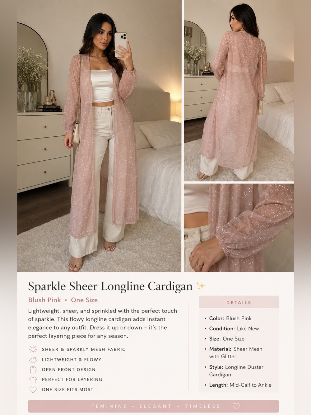 NWT Windsor sheer Sparkling overlay